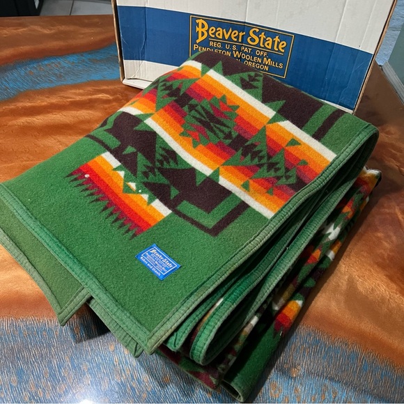 Pendleton Other - Vintage Pendleton Beaver State Wool Blanket Chief Joseph With Original Box Green